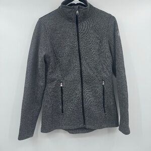 Spyder Jacket Women Medium Gray Black Knit Full Zip Mock Neck Outdoor Active